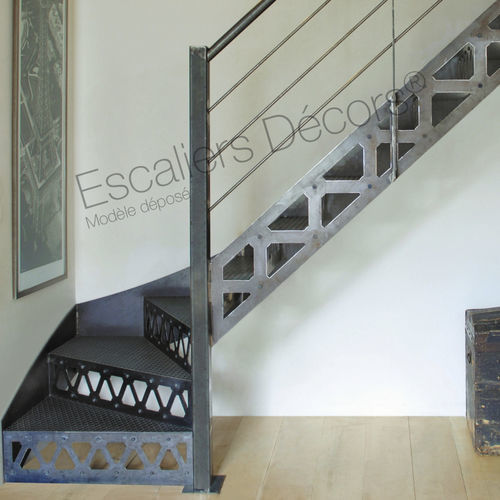 Viertelgewendelte Treppe - SAN FRANCISCO DT36 ESCA'DROIT® - ESCALIERS DECORS - Metallstufen / mit Stahlstruktur / für Privatgebrauch
