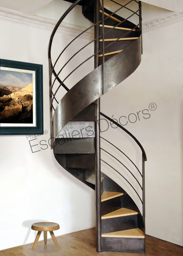 Wendeltreppe - LOFT DH37 SPIR'DÉCO®  - ESCALIERS DECORS - Holzstufen / mit Stahlstruktur / mit lackierter Stahlstruktur