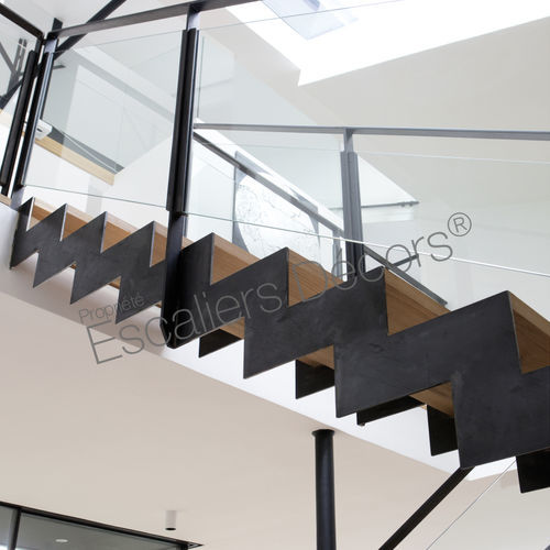 Gerade Treppe - ELLE DT127 ESCA'DROIT®  - ESCALIERS DECORS - Holzstufen / mit Stahlstruktur / für Privatgebrauch