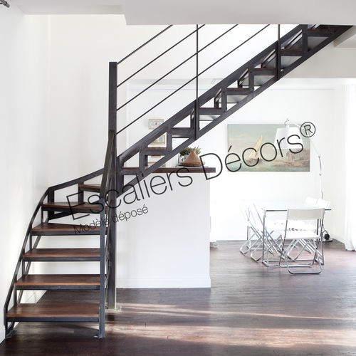 Viertelgewendelte Treppe - FERDINAND DT100 ESCA'DROIT® - ESCALIERS DECORS - Holzstufen / mit Stahlstruktur / für Privatgebrauch