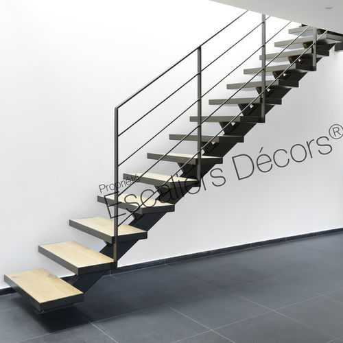 Gerade Treppe - DT119 ESCA'DROIT®  - ESCALIERS DECORS - Holzstufen / mit lackierter Stahlstruktur / für Privatgebrauch