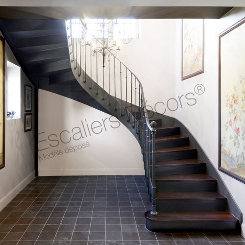Halbgewendelte Treppe - BISTROT DT122 ESCA'DROIT® - ESCALIERS DECORS - rundgewendelt / Holzstufen / Metallstufen