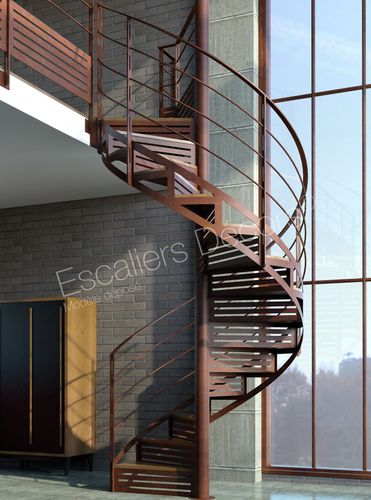 Wendeltreppe - GRAPHIQUE DH114 SPIR'DÉCO®  - ESCALIERS DECORS - Holzstufen / Metallstufen / mit lackierter Stahlstruktur