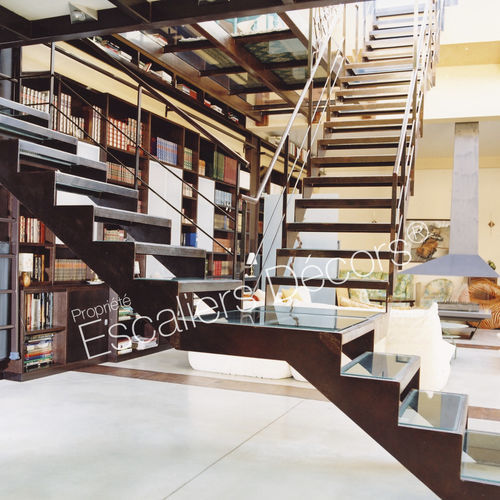 Gerade Treppe - LOFT DT47  - ESCALIERS DECORS - viertelgewendelt / Glasstufen / mit Stahlstruktur
