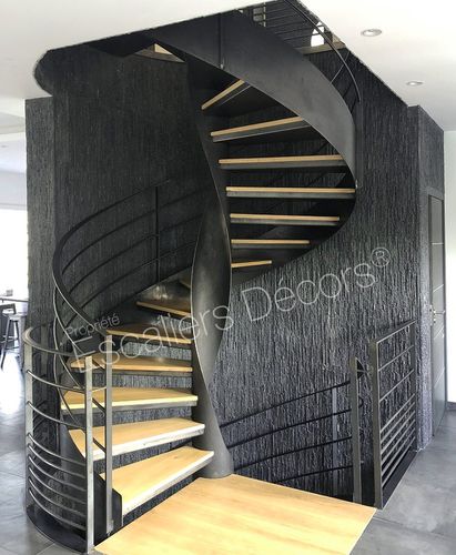 Spindeltreppe - LOFT DH126 SPIR'DÉCO® - ESCALIERS DECORS - Holzstufen / mit Stahlstruktur / für Privatgebrauch