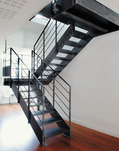 Halbgewendelte Treppe - LOFT DT37 ESCA'DROIT®  - ESCALIERS DECORS - mit Tränenblechstufen / mit Stahlstruktur / für den Innenraum
