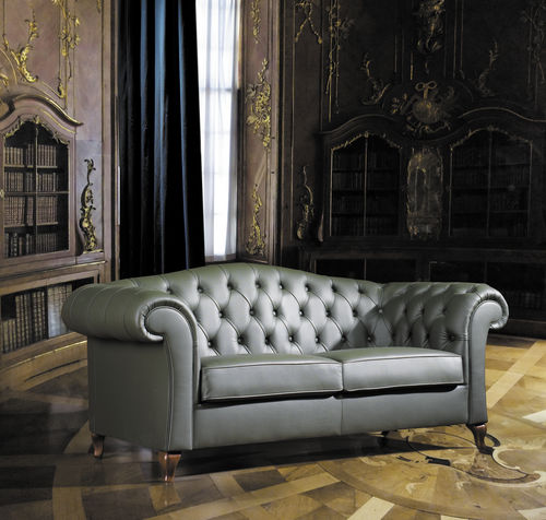 Chesterfield-Sofa - Alpuch - Leder / anthrazitfarben / Zweisitzer