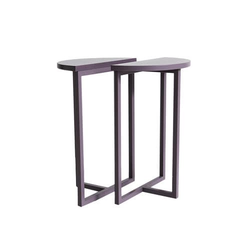 Moderner Beistelltisch - BASIC - Viveti - lackiertes Metall / Gestell aus Metall / halbrund