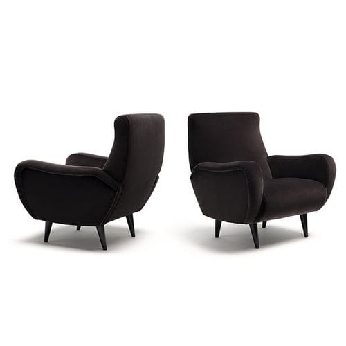 Moderner Sessel - '50 - Mussi Italy - Stoff / Leder / Massivholz