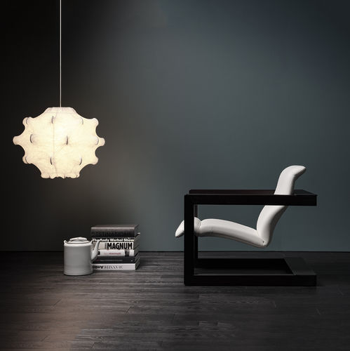 Sessel / minimalistisches Design - Palco - Mussi Italy - Leder / Mahagoni / Stahl