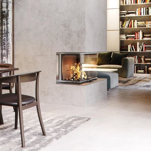 Kamineinsatz mit 3 Sichtseiten - VISIO 3 L - Attika Feuer AG - Holz / Stahl / Klasse A+
