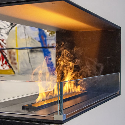 Elektrische Offene Feuerstelle - Montreal - Attika Feuer AG - mit 3 Sichtseiten / Stahl / Einbau