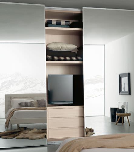 Moderner Kleiderschrank - MONTECARLO 29 - ORME - Holz / mit Schiebetür / mit Spiegel