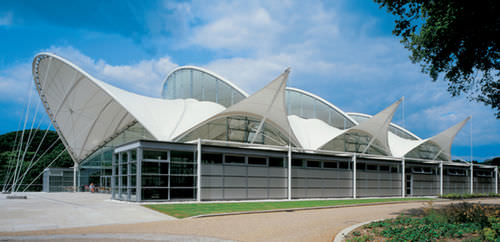 Membran-Architektur / Glasfaser - SAGA HEADQUARTERS AMENITY BUILDING - Hightex - PTFE / für Seiltragwerk