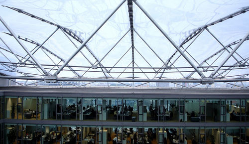 Membrankabel-Flächentragwerk - SLOVENSKÁ SPORITEĽŇA BANK  - Hightex - für Abdeckung / mit ETFE-Membran / einziehbar