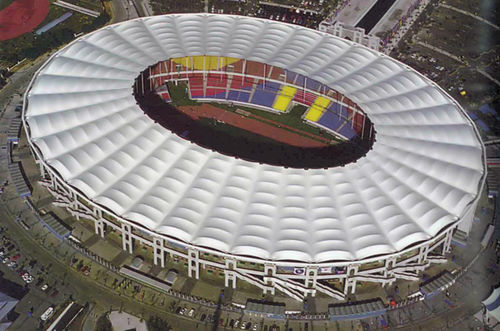 Membran-Architektur / Polyester - BUKIT JALIL - Hightex - PVC / für einfahrbare Flächentragwerke / Dach