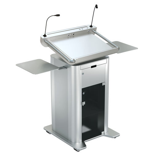 Konferenzpult - ILS SYNERGY AC - Intelligent Lectern Systems - s-Logo / gefräst / Stehhilfe