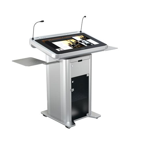 Konferenzpult - ILS SYNERGY GC - Intelligent Lectern Systems - s-Logo / gefräst / Stehhilfe