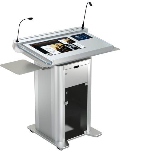 Konferenzpult - ILS SYNERGY QC - Intelligent Lectern Systems - s-Logo / gefräst / Stehhilfe