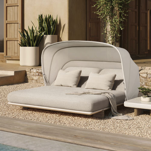 Moderne Récamiere - Milos - VONDOM - Stoff / Polyurethan / Gestell aus Iroko