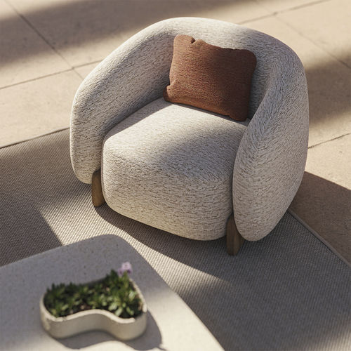Moderner Sessel - Milos - VONDOM - Stoff / Iroko / Farbe anpassbar