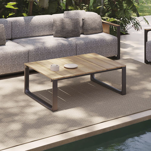 Moderner Couchtisch - Tulum - VONDOM - Teakholz / Gestell aus Aluminium / rechteckig