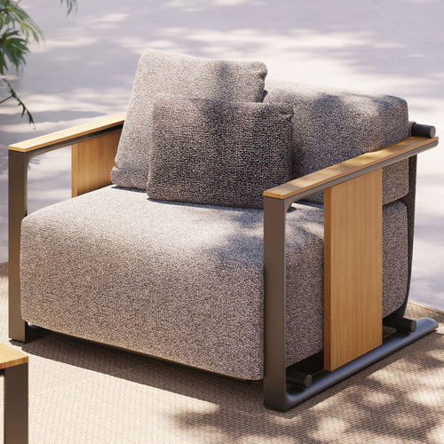 Moderner Sessel - Tulum  - VONDOM - Stoff / Aluminium / Teakholz