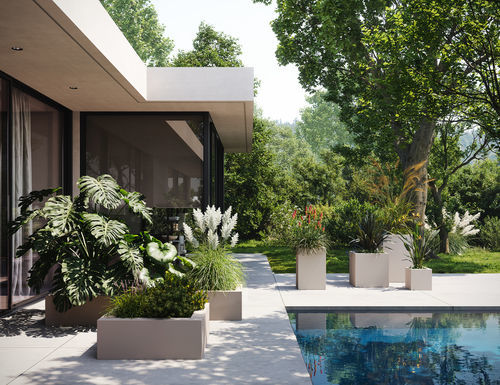 Polyethylen-Pflanzkübel - LAND  - VONDOM - quadratisch / beleuchtet / modern