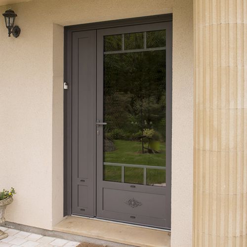 Eingangstür - COMÈTE® 70 TH - INSTALLUX - Aluminium / einflügelig / halbverglast