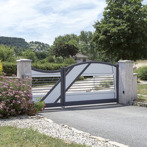Einflügeliges Tor - SATELLITE® - INSTALLUX - Aluminium / Lamellen / mit Stangen