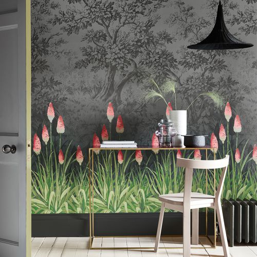 Klassische Tapete - UPPER BROOK STREET - The Little Greene - Naturmotiv / Tapetenoptik / grau