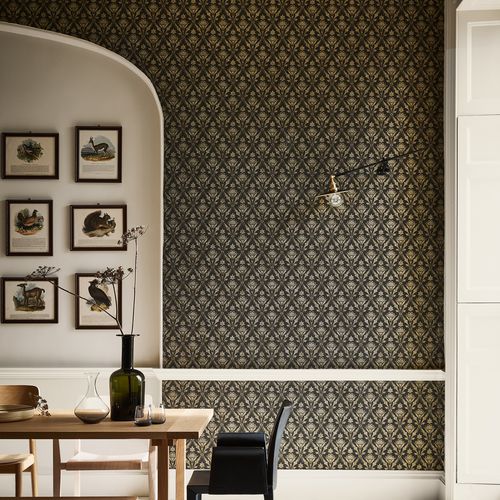 Klassische Tapete - BOROUGH HIGH ST  - The Little Greene - Barock / Metallefekt / grau