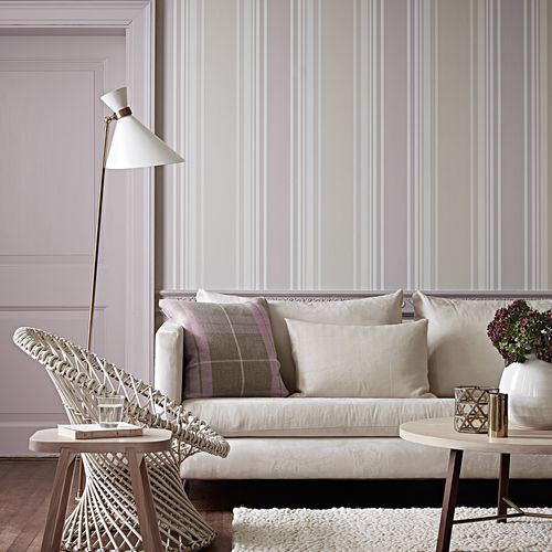 Stil-Tapete - TENTED - The Little Greene - Streifenmuster / Stoffoptik / grau