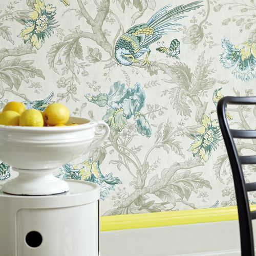 Klassische Tapete - CROWE HALL LANE - The Little Greene - Blumenmotiv / Tiermuster / Tapetenoptik