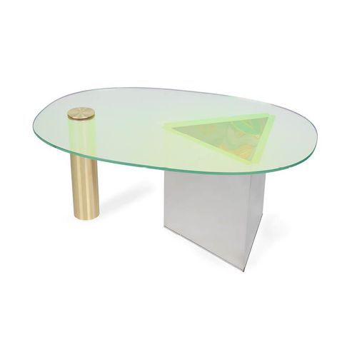 Moderner Couchtisch - ETTORE - KÄLLEMO - Glas / Gestell aus rostfreiem Edelstahl / Gestell aus Messing
