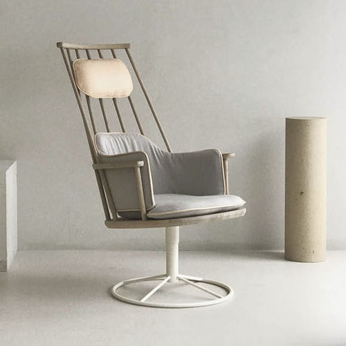 Sessel / skandinavisches Design - WINDSOR - KÄLLEMO - Leder / Stoff / Eiche