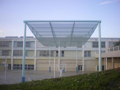 Selbsttragende Pergola - BIO - ESTEVA BARCELONA - Edelstahl / mit Stoffüberdachung / für Spielplätze