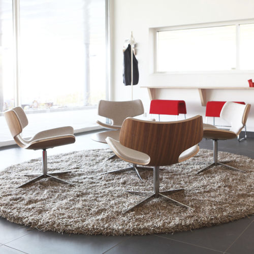 Moderner Besuchersessel - BONE - MATERIA - Leder / Stoff / grau