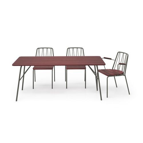 Moderne Tisch- und Stuhlkombination - Rousseau - NOLA INDUSTRIER - für Außenbereich / Eiche / Stahl