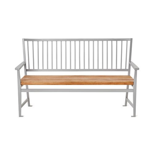 Moderne Bank für den öffentlichen Raum - Leksand - NOLA INDUSTRIER - Eiche / pulverbeschichteter Stahl / Aluminium