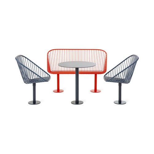 Moderne Tisch- und Stuhlkombination - Korg Furniture Series - NOLA INDUSTRIER - für Terrasse / für den Innenraum / pulverbeschichteter Stahl