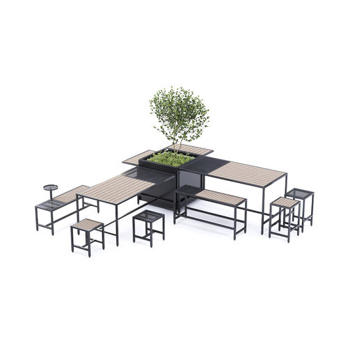 Moderne Tischgarnitur - Join Furniture Series - NOLA INDUSTRIER - Eiche / Stahl / verzinkter Stahl