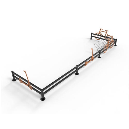 Bodenstehender Fahrradständer - Street Bike & Scooter Rack - NOLA INDUSTRIER - für Außenbereich / Stahl / pulverbeschichteter Stahl