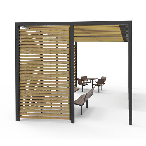 Selbsttragende Pergola - Terrass - NOLA INDUSTRIER - Eiche / Stahl / Holzdach