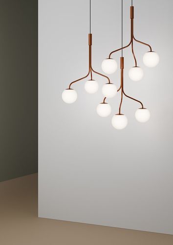 Glaskronleuchter - Curve Cluster Single - ZERO - Acryl / Opal / Textil