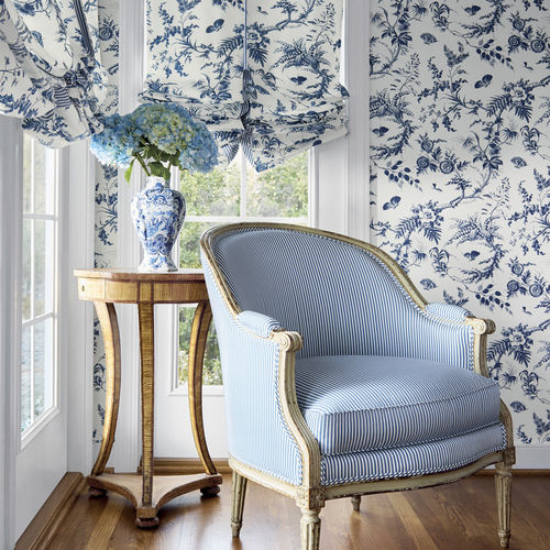 Vorhangstoff - NEWLANDS TOILE - Thibaut - Blumenmotive / Baumwolle / Trockenreinigung
