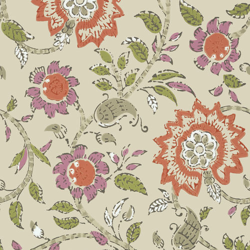 Klassische Tapete - SEVITA - Thibaut - Blumenmotiv / mehrfarbig / waschbar
