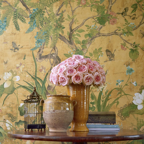 Wand-Stoff - WILD WISTERIA - Thibaut - Blumenmotive / Vlies / grau