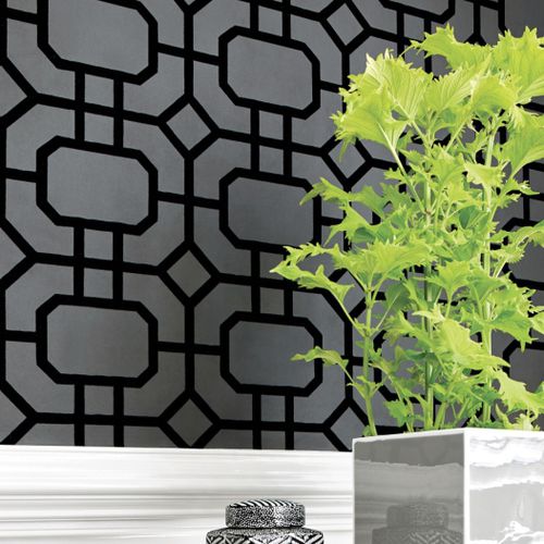 Moderne Tapete - PORTIER FLOCK - Thibaut - geometrisches Muster / waschbar