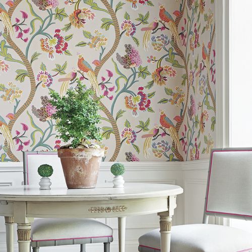 Wand-Stoff - JANTA BAZAAR - Thibaut - Naturmotiv / Baumwolle / Leinen